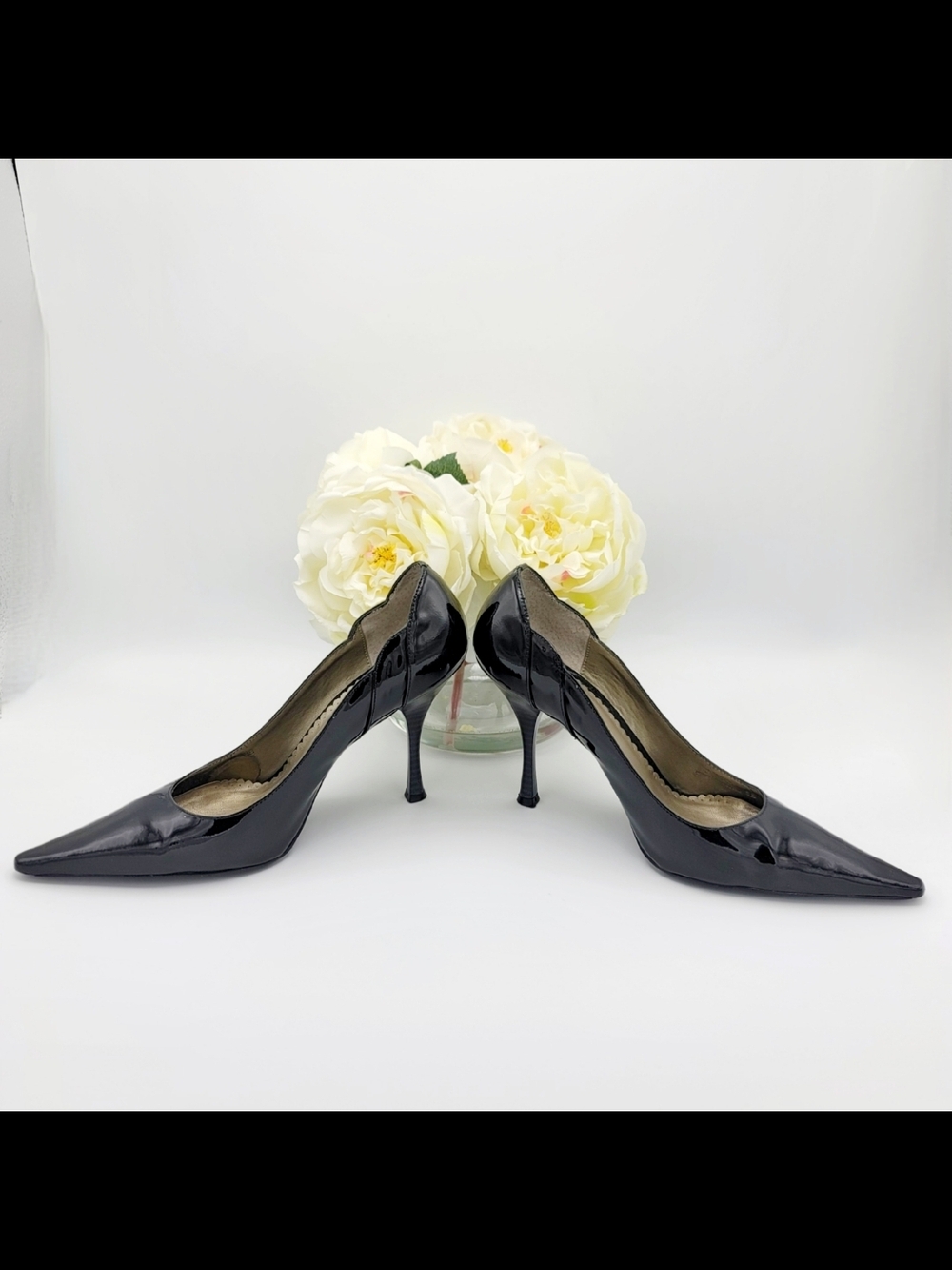 BCBG Kittens Black Patent Leather Heels Size 8 Vintage